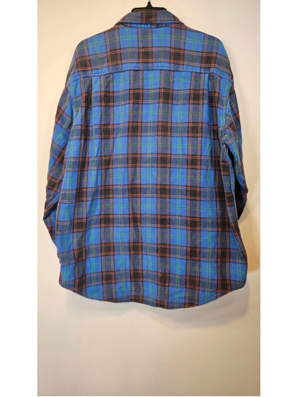 Vintage 90s Banana Republic Flannel Shirt L Made Portugal Blue Plaid Cotton